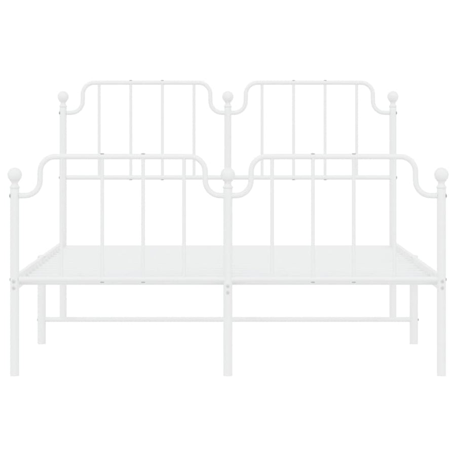 Bedframe Met Hoofd- En Voeteneinde Metaal 140 x 190 cm Wit met hoofdbord & voetbord