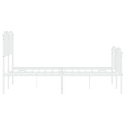Bedframe Met Hoofd- En Voeteneinde Metaal 140 x 190 cm Wit met hoofdbord & voetbord
