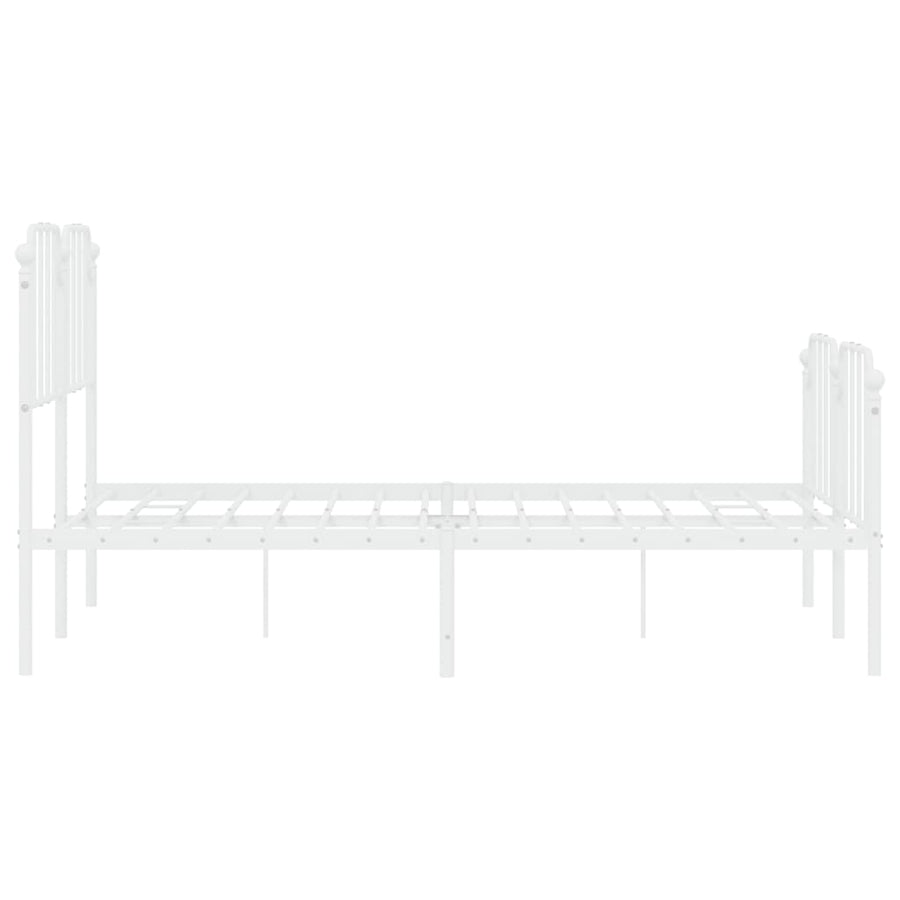 Bedframe Met Hoofd- En Voeteneinde Metaal 140 x 190 cm Wit met hoofdbord & voetbord