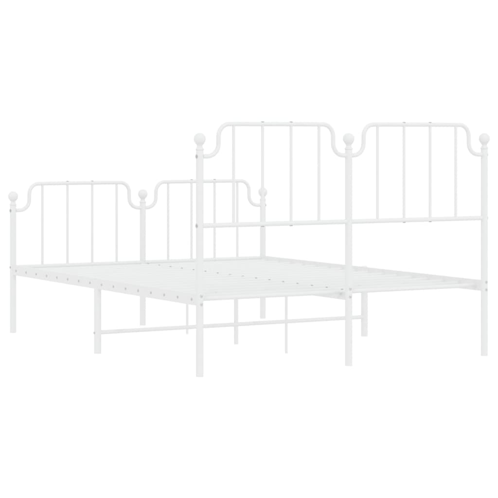 Bedframe Met Hoofd- En Voeteneinde Metaal 140 x 190 cm Wit met hoofdbord & voetbord