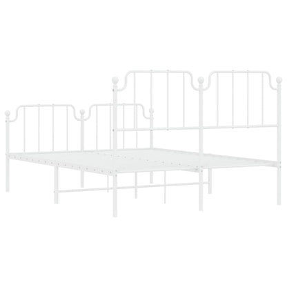 Bedframe Met Hoofd- En Voeteneinde Metaal 140 x 190 cm Wit met hoofdbord & voetbord