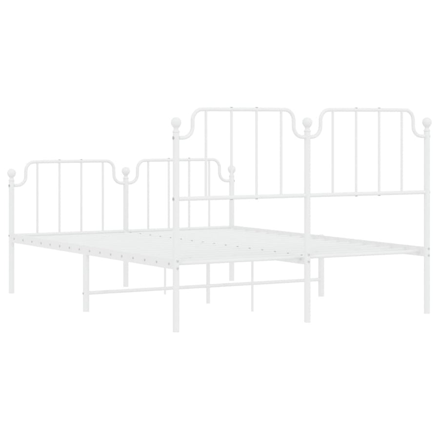 Bedframe Met Hoofd- En Voeteneinde Metaal 140 x 190 cm Wit met hoofdbord & voetbord