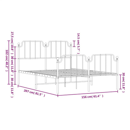Bedframe Met Hoofd- En Voeteneinde Metaal 150 x 200 cm