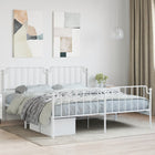 Bedframe Met Hoofd- En Voeteneinde Metaal 160 x 200 cm Wit met hoofdbord & voetbord