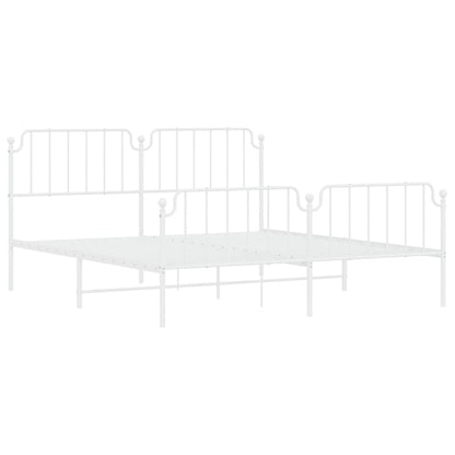 Bedframe Met Hoofd- En Voeteneinde Metaal 183 x 213 cm Wit met hoofdbord & voetbord