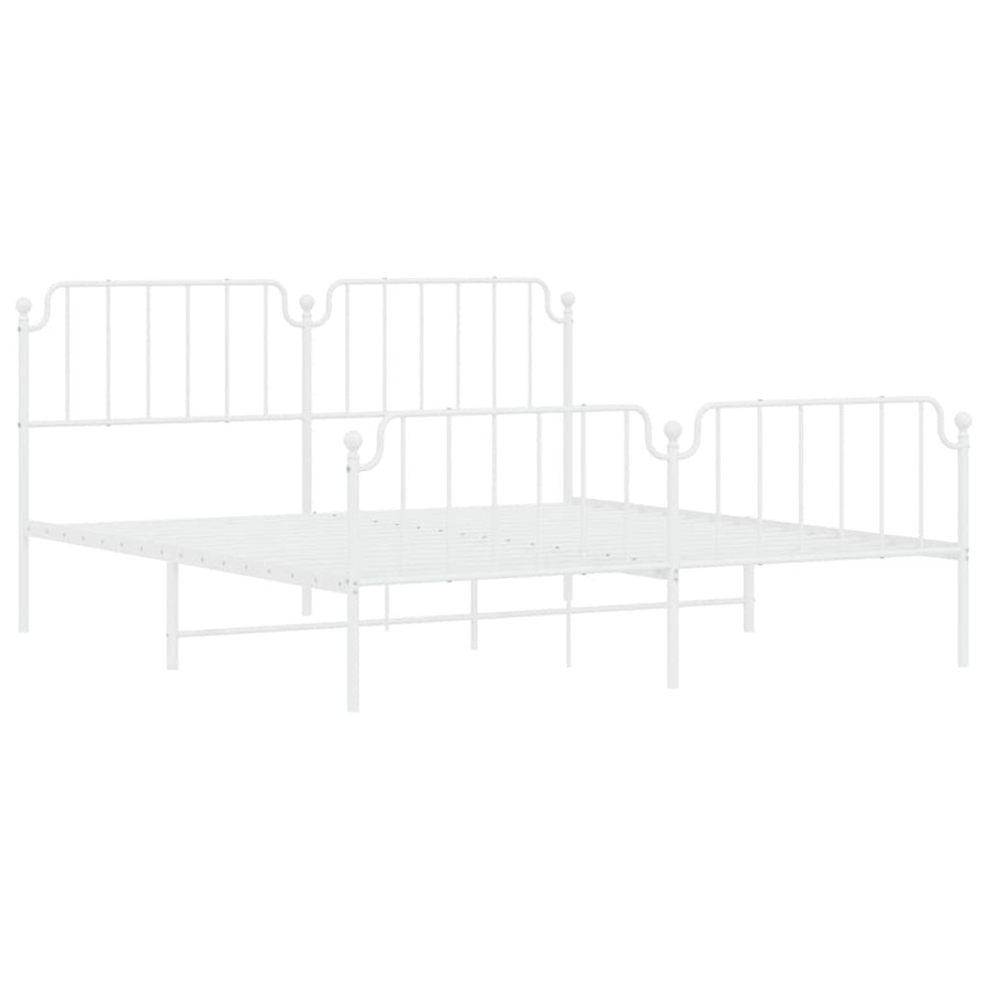 Bedframe Met Hoofd- En Voeteneinde Metaal 183 x 213 cm Wit met hoofdbord & voetbord