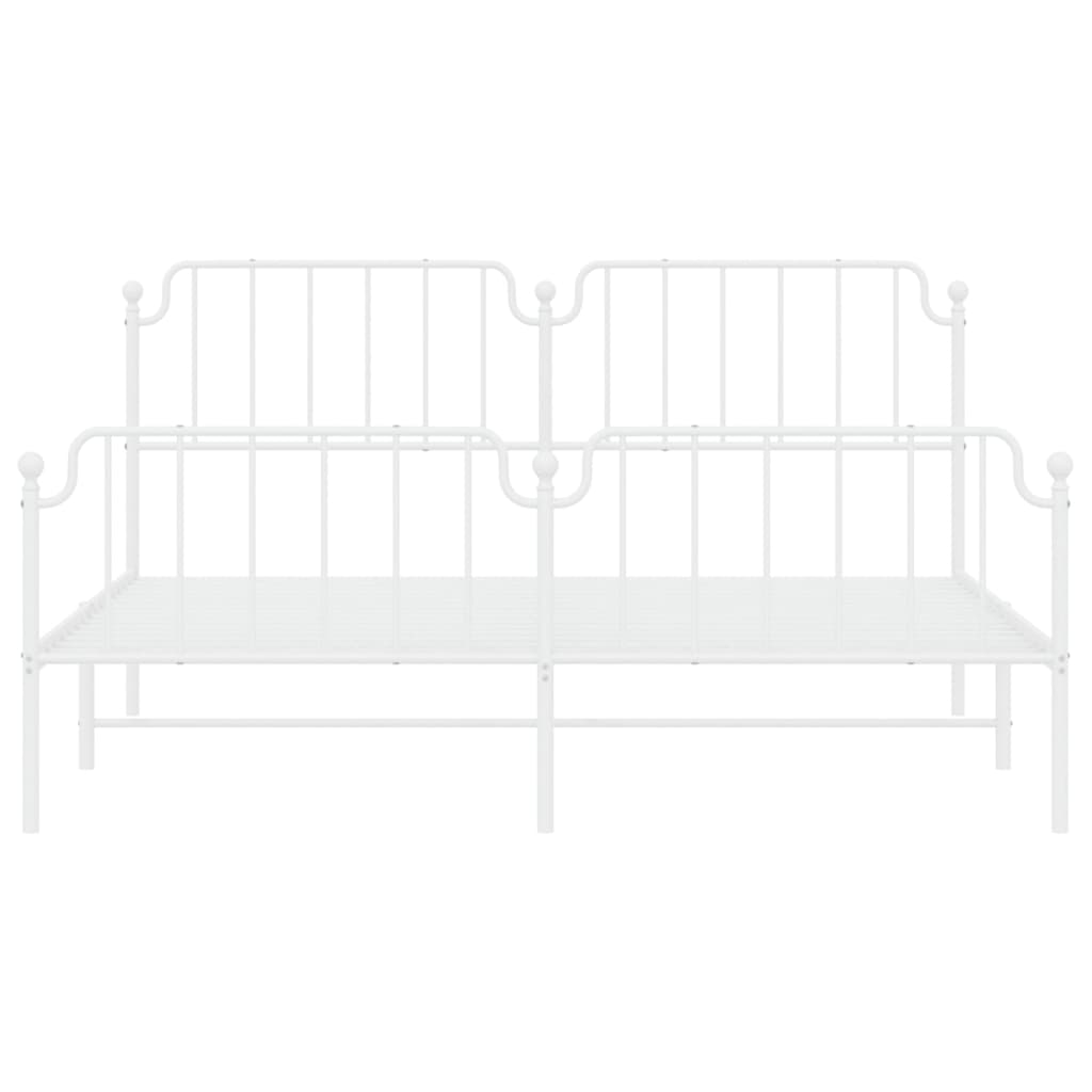 Bedframe Met Hoofd- En Voeteneinde Metaal 183 x 213 cm Wit met hoofdbord & voetbord
