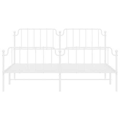 Bedframe Met Hoofd- En Voeteneinde Metaal 183 x 213 cm Wit met hoofdbord & voetbord