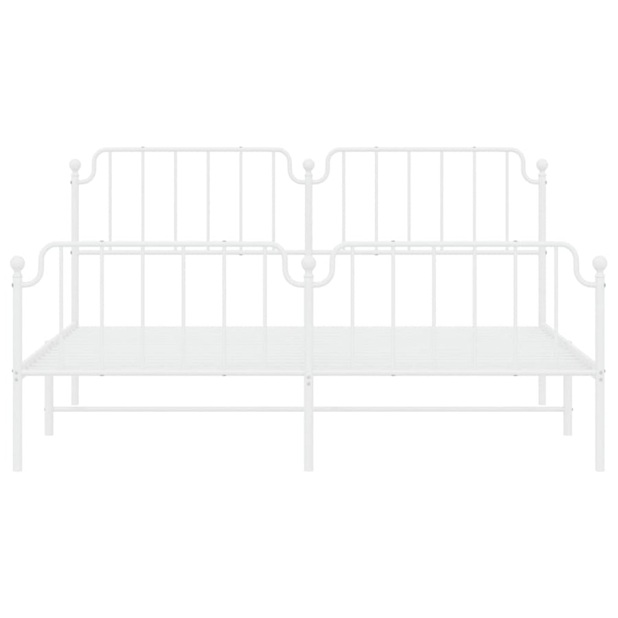 Bedframe Met Hoofd- En Voeteneinde Metaal 183 x 213 cm Wit met hoofdbord & voetbord