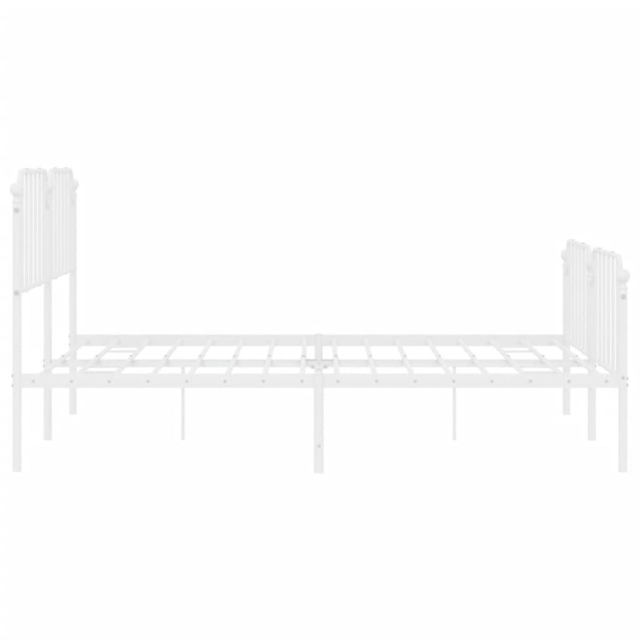 Bedframe Met Hoofd- En Voeteneinde Metaal 183 x 213 cm Wit met hoofdbord & voetbord