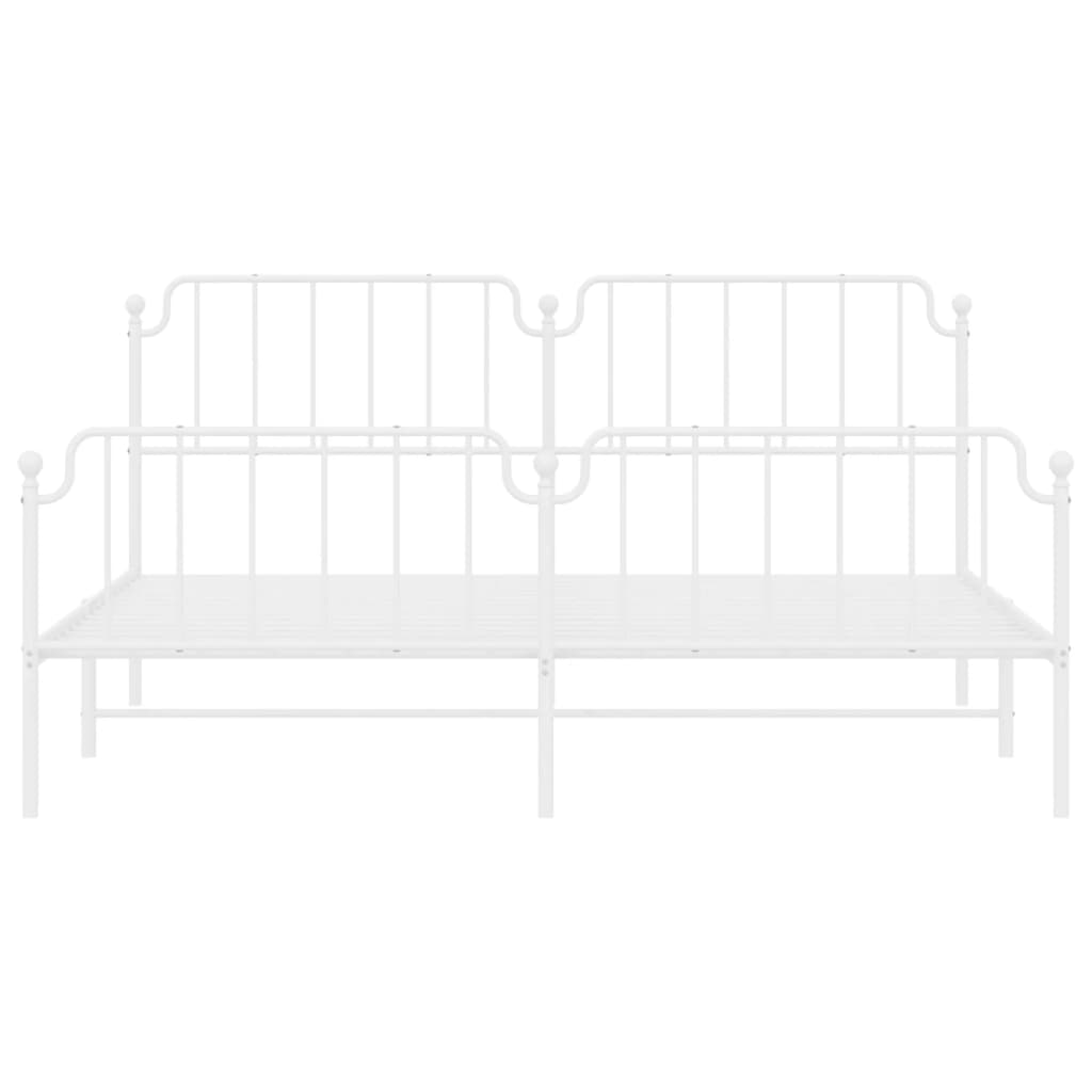 Bedframe Met Hoofd- En Voeteneinde Metaal 193 x 203 cm Wit met hoofdbord & voetbord