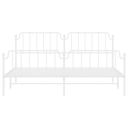 Bedframe Met Hoofd- En Voeteneinde Metaal 193 x 203 cm Wit met hoofdbord & voetbord