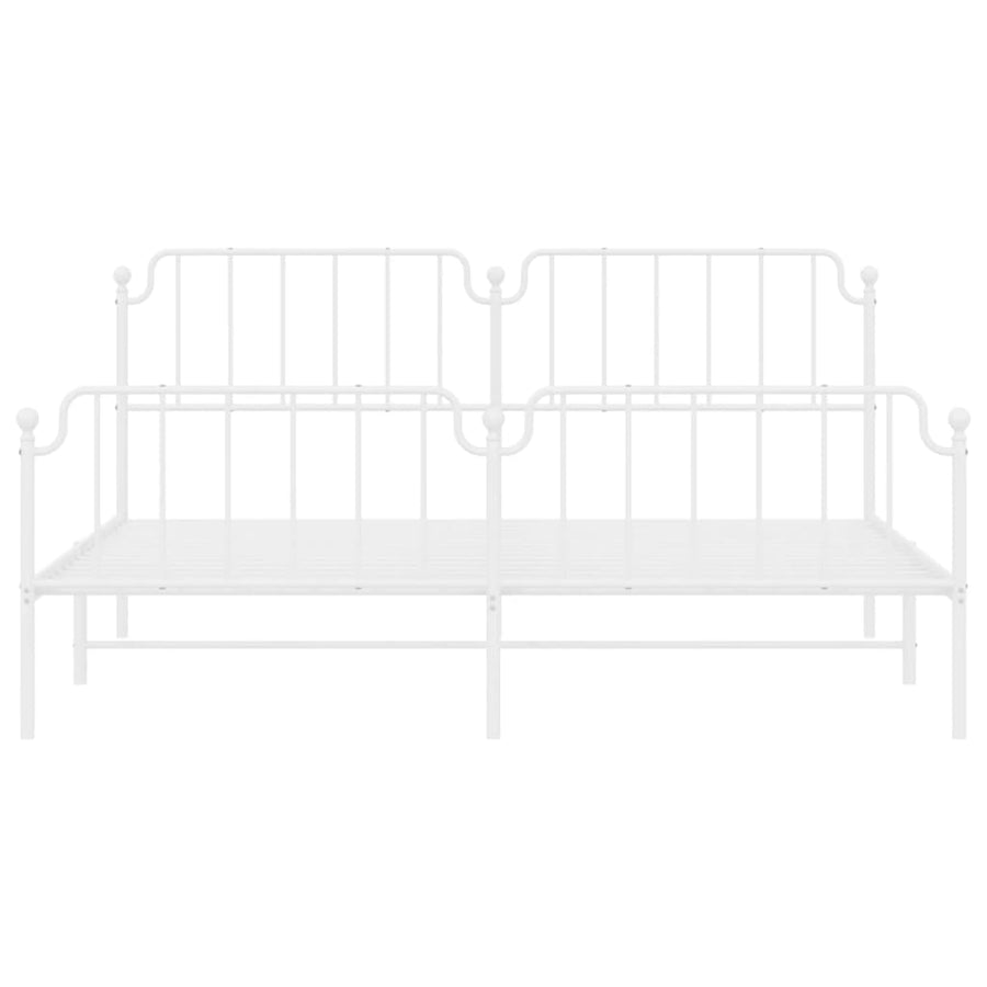 Bedframe Met Hoofd- En Voeteneinde Metaal 193 x 203 cm Wit met hoofdbord & voetbord