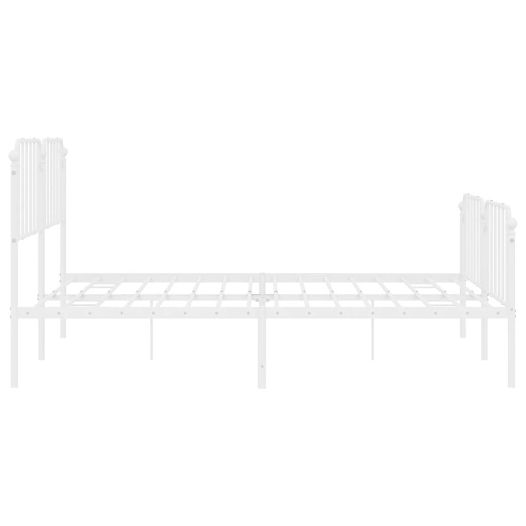 Bedframe Met Hoofd- En Voeteneinde Metaal 193 x 203 cm Wit met hoofdbord & voetbord
