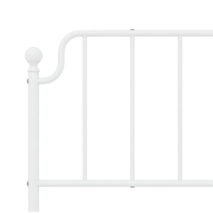Bedframe Met Hoofd- En Voeteneinde Metaal 193 x 203 cm Wit met hoofdbord & voetbord