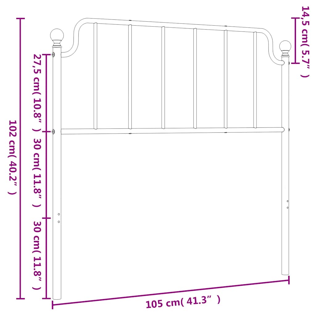 Vervangend hoofdbord 100 cm metaal wit