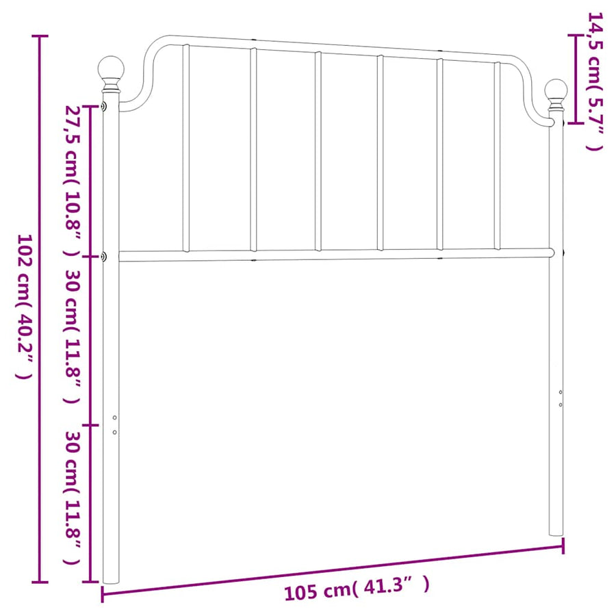 Vervangend hoofdbord 100 cm metaal wit