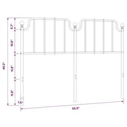 Vervangend hoofdbord 135 cm metaal wit