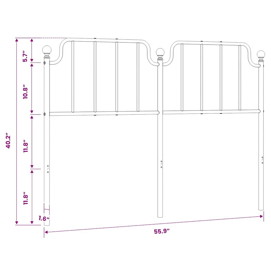 Vervangend hoofdbord 135 cm metaal wit