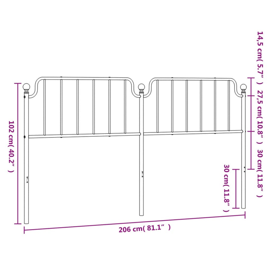 Hoofdbord Metaal 200 cm Wit
