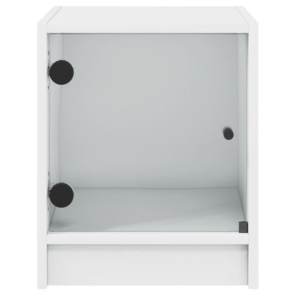 Nachtkastje Met Glazen Deur 35X37X42 Cm Wit 1