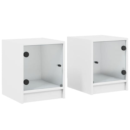 Nachtkastjes Met Glazen Deuren 35X37X4 Cm Wit 2