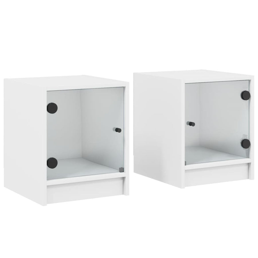 Nachtkastjes Met Glazen Deuren 35X37X4 Cm Wit 2