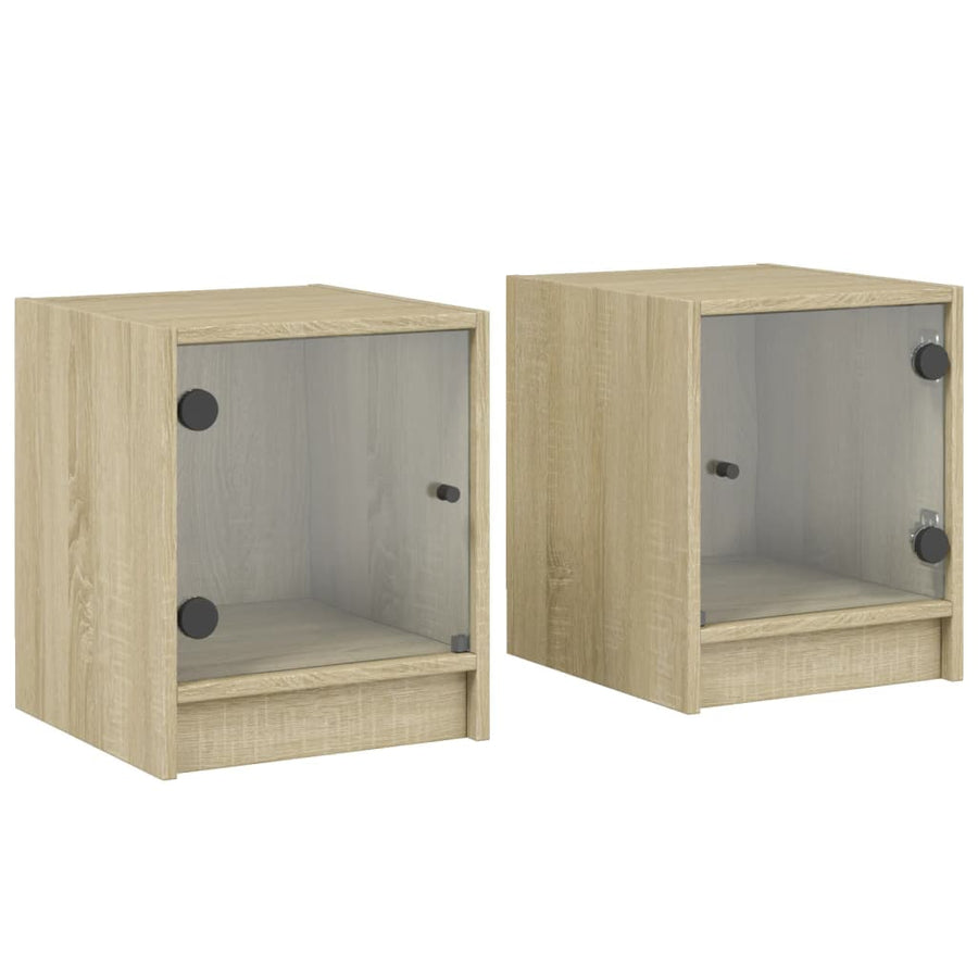 Nachtkastjes Met Glazen Deuren 35X37X4 Cm Sonoma eiken 2