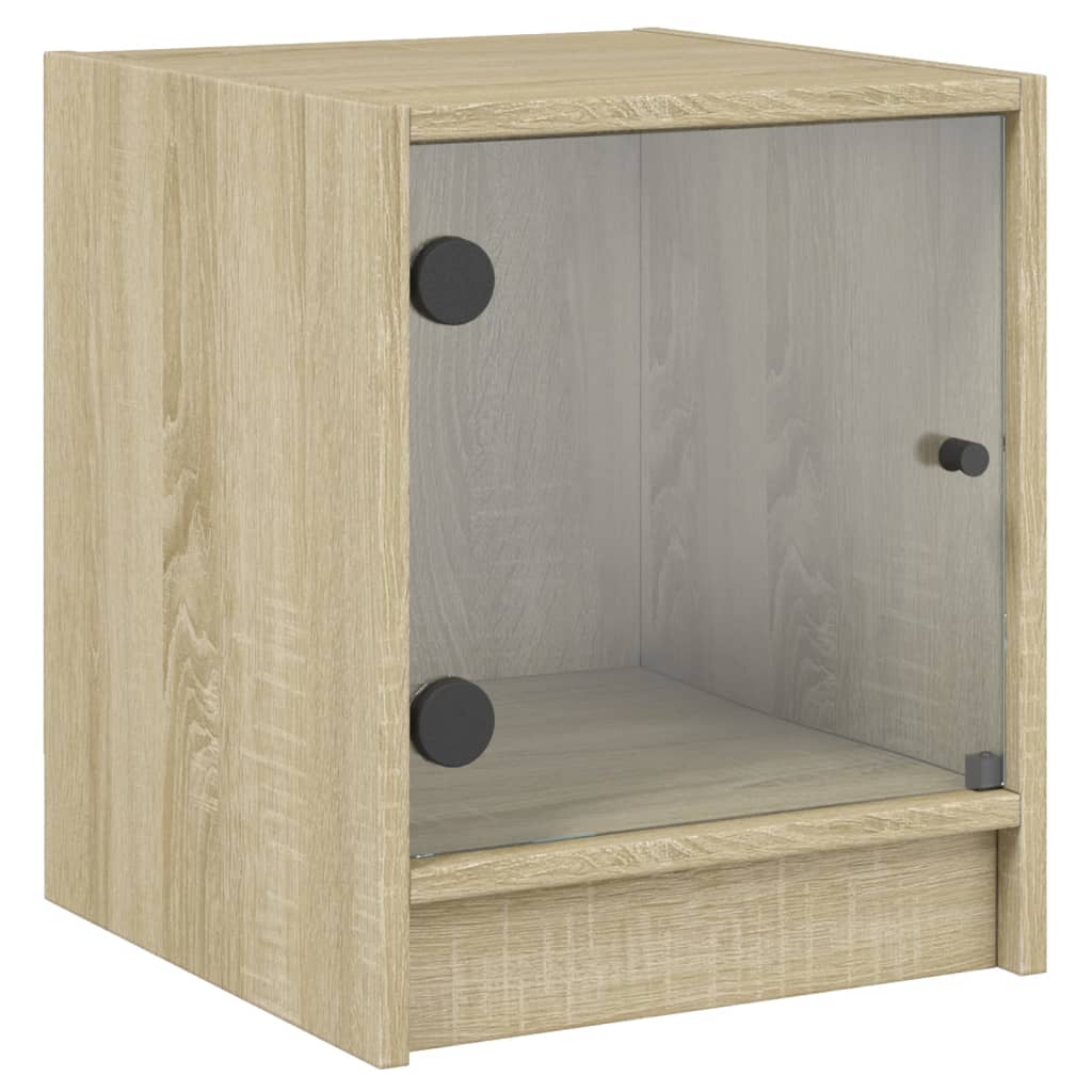 Nachtkastjes Met Glazen Deuren 35X37X4 Cm Sonoma eiken 2