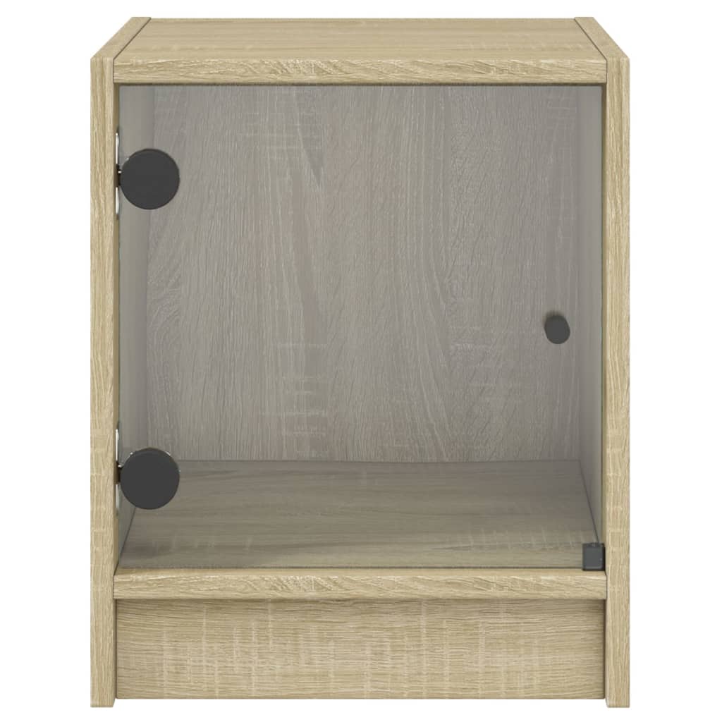 Nachtkastjes Met Glazen Deuren 35X37X4 Cm Sonoma eiken 2