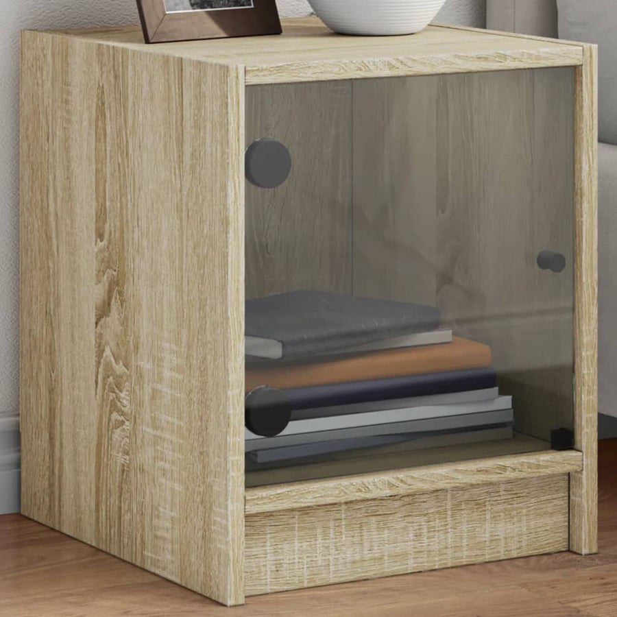 Nachtkastjes Met Glazen Deuren 35X37X4 Cm Sonoma eiken 2