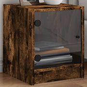 Nachtkastjes 2 st 35x37x42 cm gerookt eiken glas