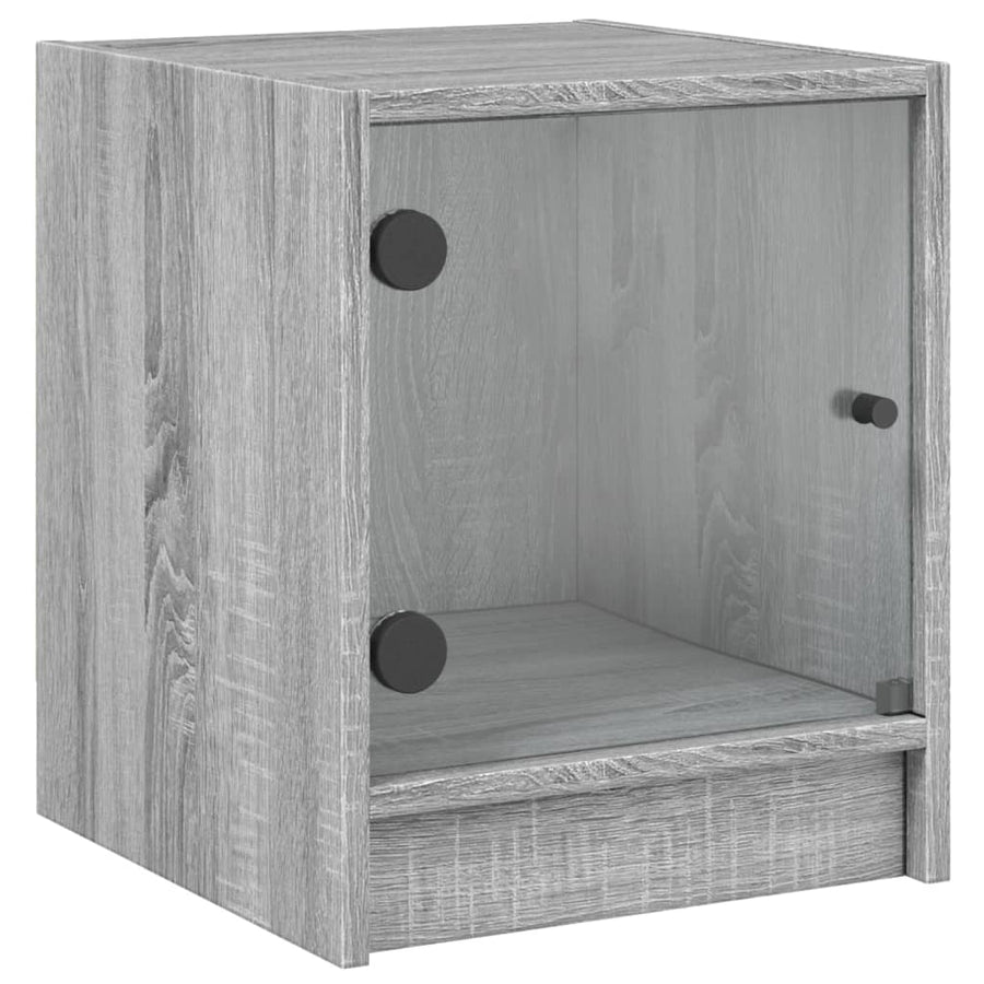 Nachtkastje Met Glazen Deur 35X37X42 Cm Eikenkleur Grijs sonoma 1