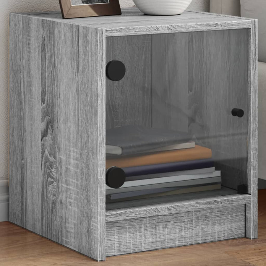 Nachtkastje Met Glazen Deur 35X37X42 Cm Eikenkleur Grijs sonoma 1