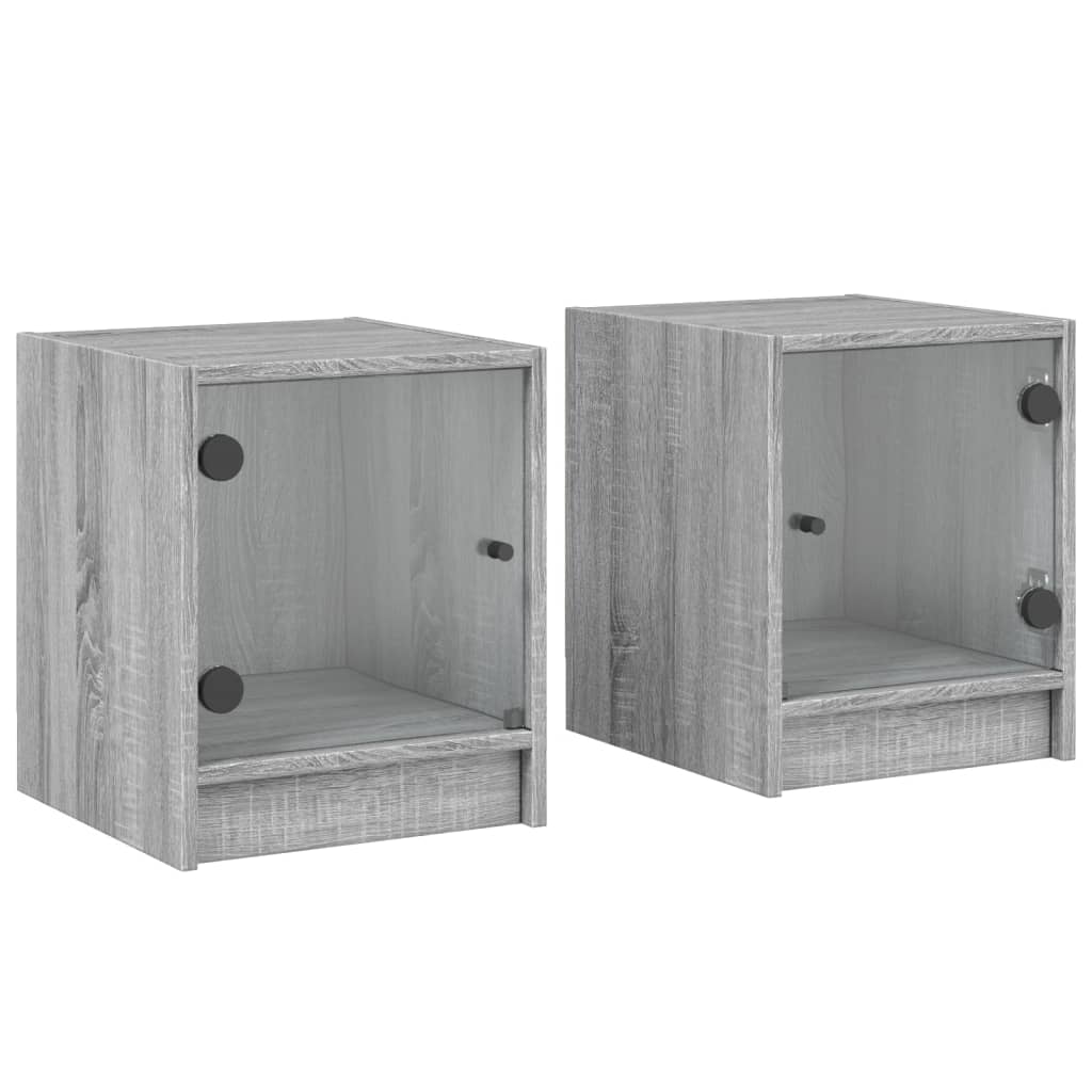 Nachtkastjes Met Glazen Deuren 35X37X4 Cm Grijs sonoma 2