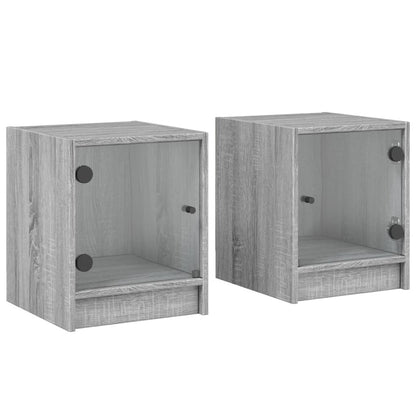 Nachtkastjes Met Glazen Deuren 35X37X4 Cm Grijs sonoma 2
