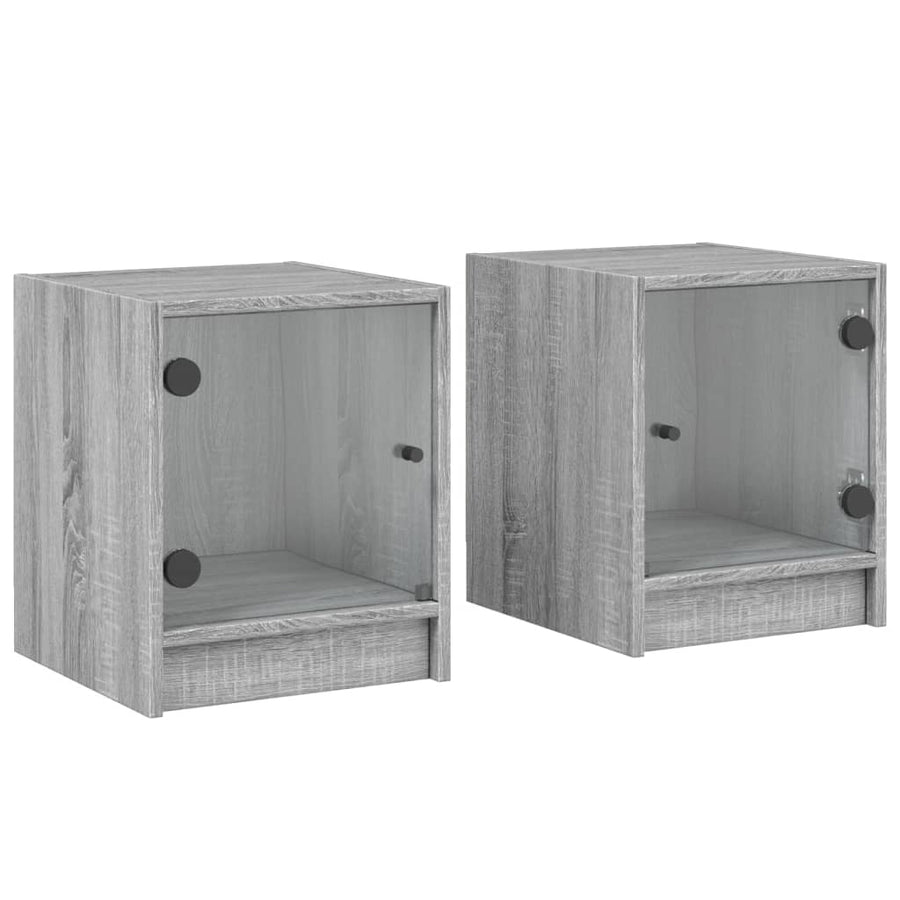 Nachtkastjes Met Glazen Deuren 35X37X4 Cm Grijs sonoma 2