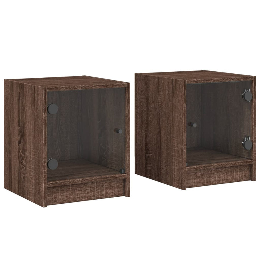 Nachtkastjes Met Glazen Deuren 35X37X4 Cm Bruineikenkleur bruin eikenkleur 2