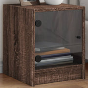 Nachtkastjes 2 stuks 35x37x42 cm bruineiken glas