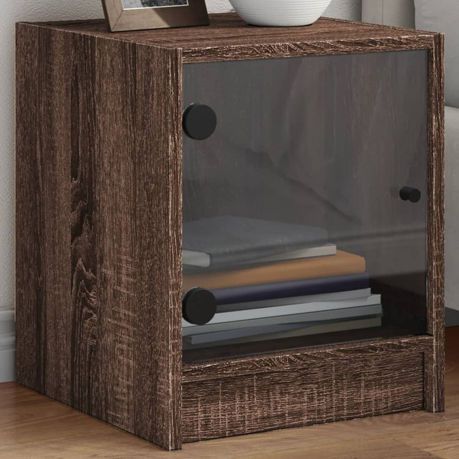Nachtkastjes Met Glazen Deuren 35X37X4 Cm Bruineikenkleur bruin eikenkleur 2