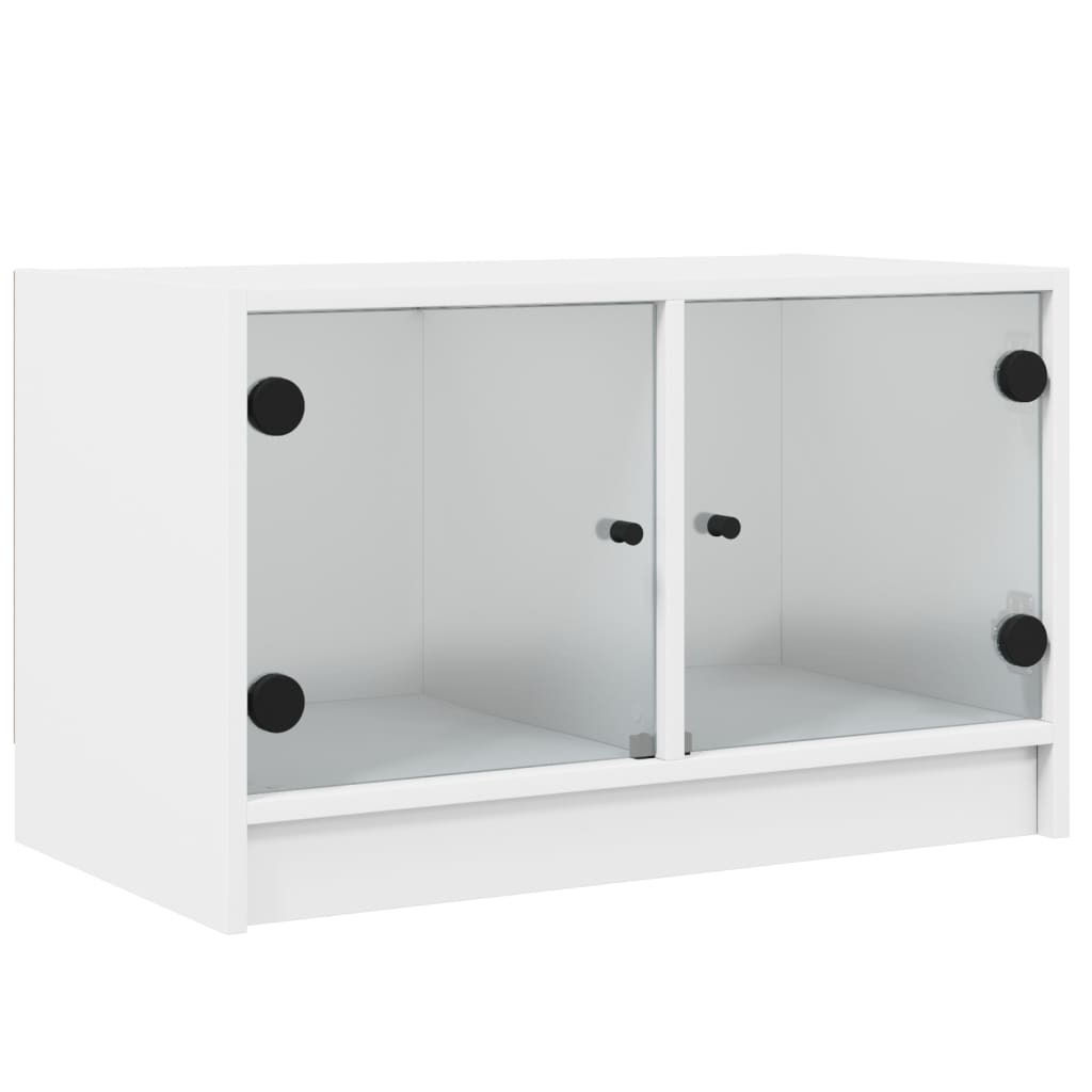 Tv-Meubel Met Glazen Deuren 68X37X42 Cm Wit