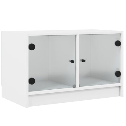 Tv-Meubel Met Glazen Deuren 68X37X42 Cm Wit