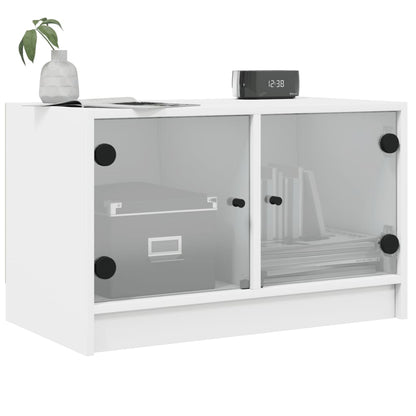 Tv-Meubel Met Glazen Deuren 68X37X42 Cm Wit