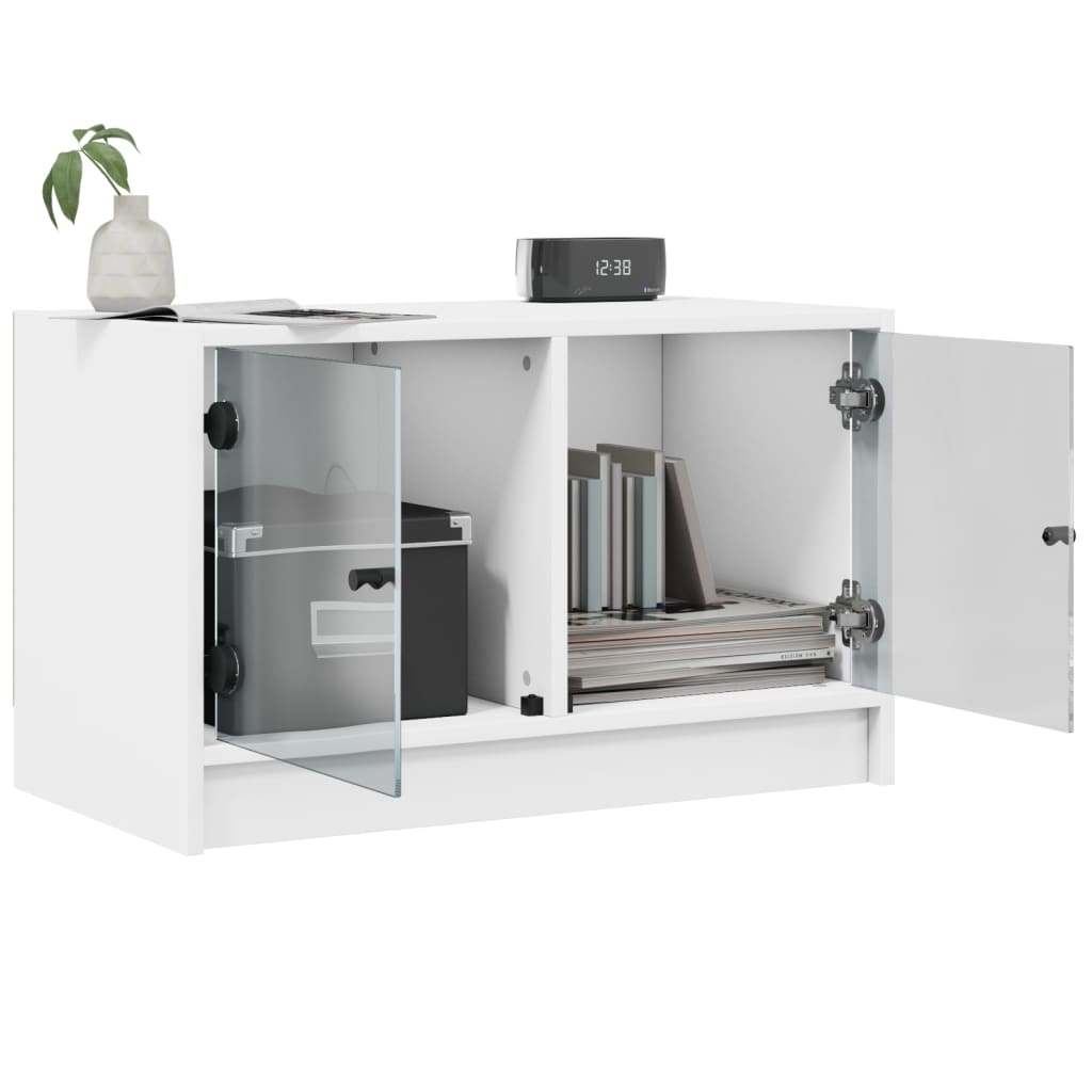 Tv-Meubel Met Glazen Deuren 68X37X42 Cm Wit