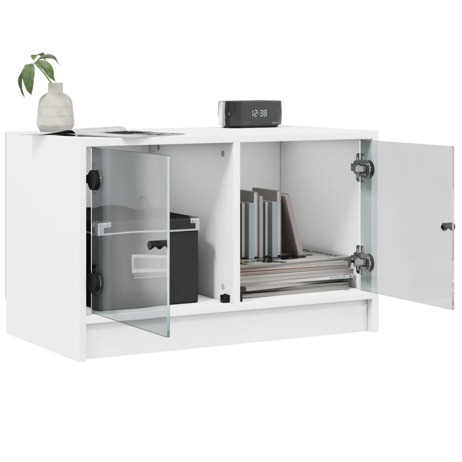 Tv-Meubel Met Glazen Deuren 68X37X42 Cm Wit