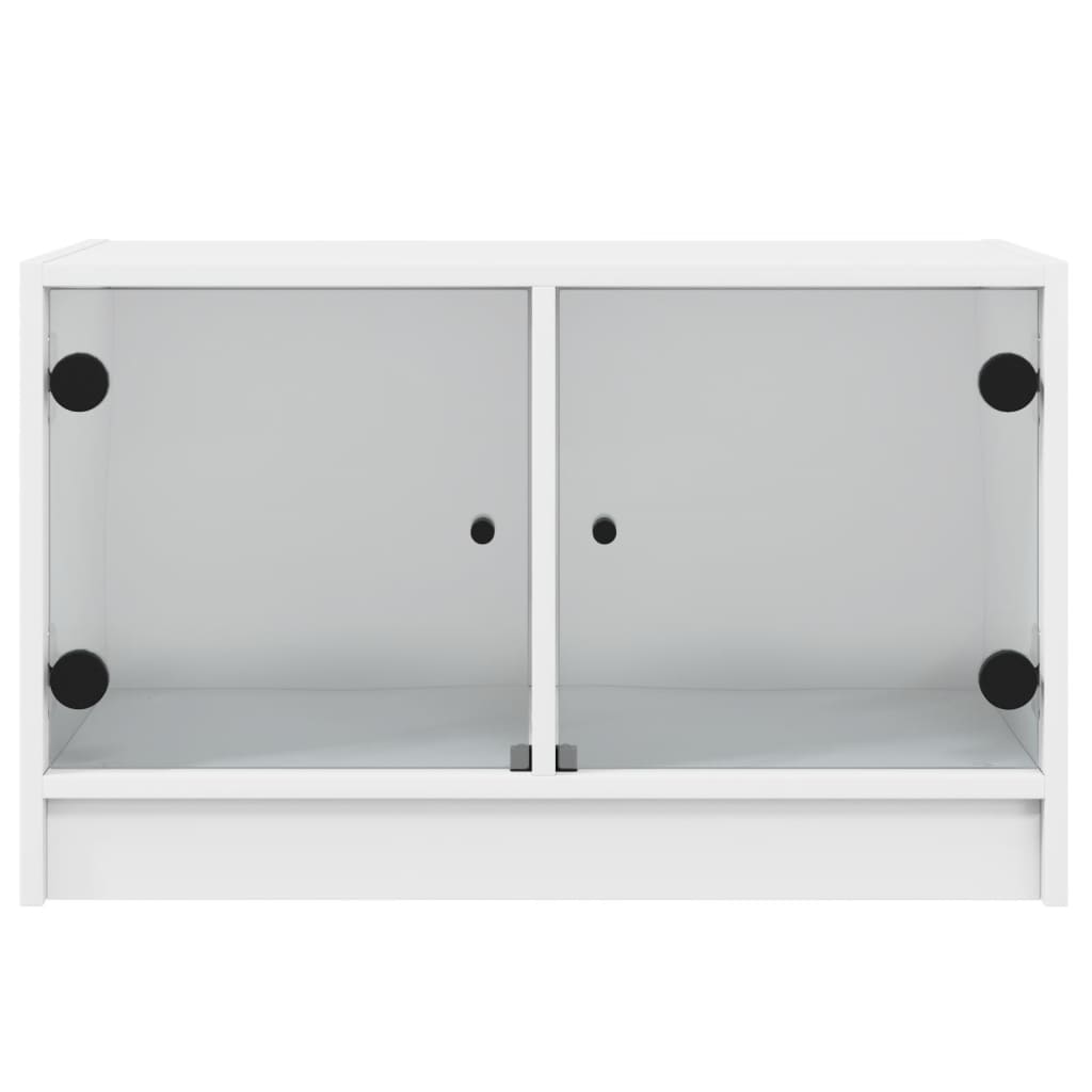 Tv-Meubel Met Glazen Deuren 68X37X42 Cm Wit