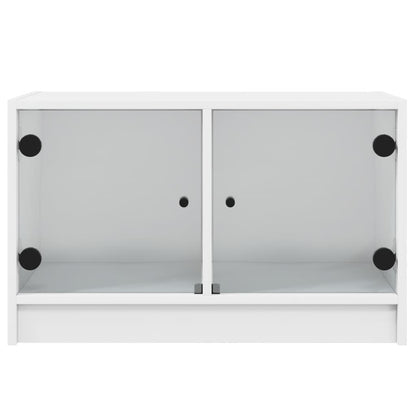 Tv-Meubel Met Glazen Deuren 68X37X42 Cm Wit
