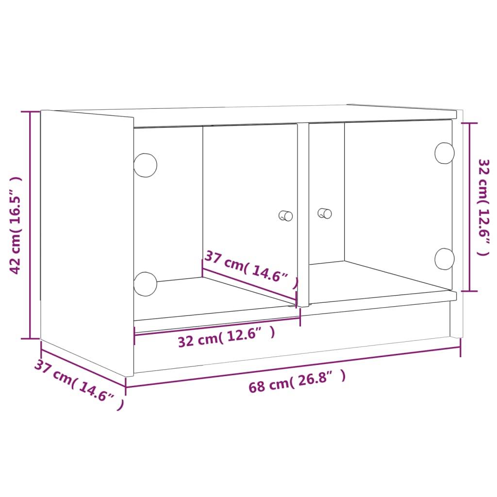 Tv-Meubel Met Glazen Deuren 68X37X42 Cm Wit