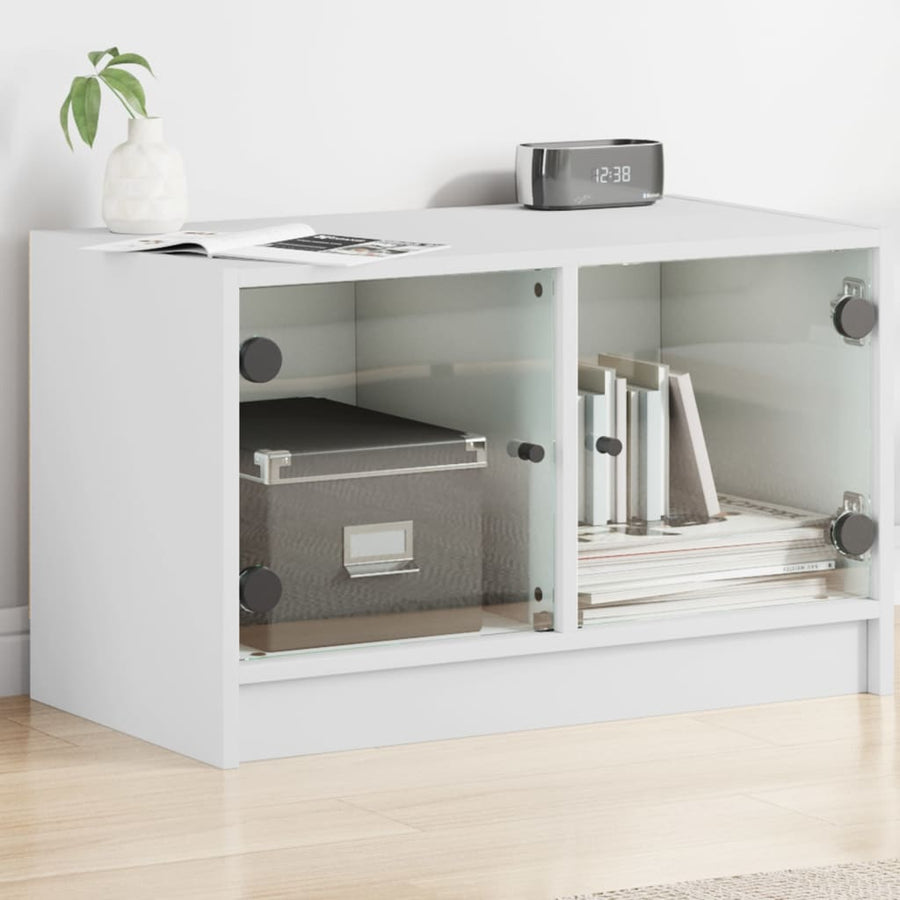 Tv-Meubel Met Glazen Deuren 68X37X42 Cm Wit