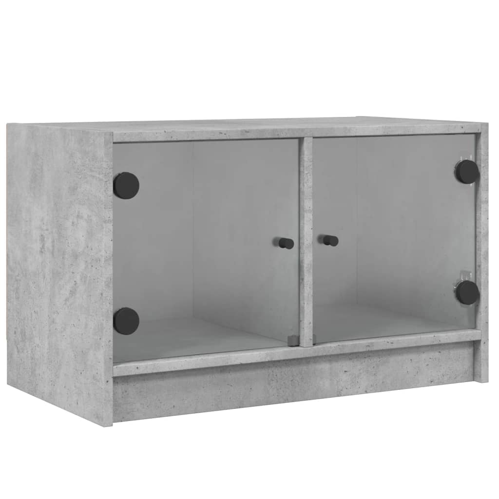 Tv-Meubel Met Glazen Deuren 68X37X42 Cm Betongrijs
